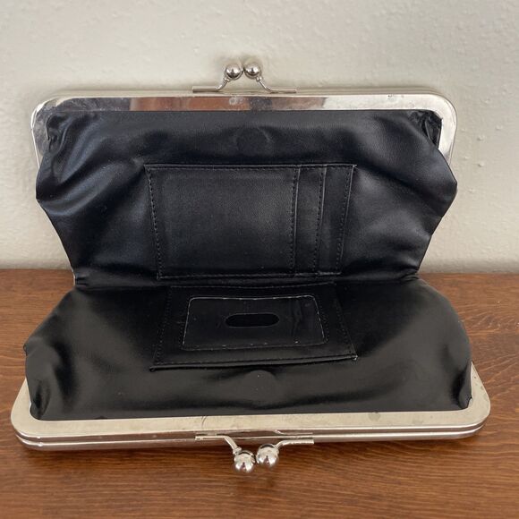 Leopard Cheetah Print Vinyl Clutch Wallet Double Kisslock & Magnetic Purse Retro - Picture 7 of 16